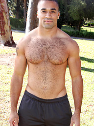  Black muscular guy jacking off